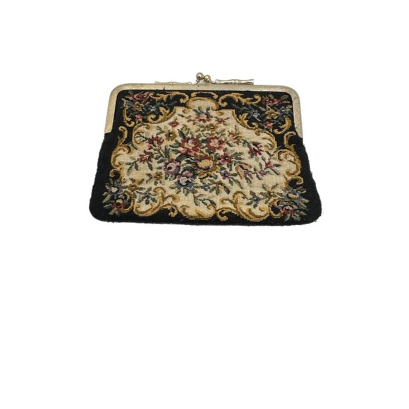 Vintage 40s Tapestry Mini Bag With Gold Kiss Clasp - Picture 2 of 4